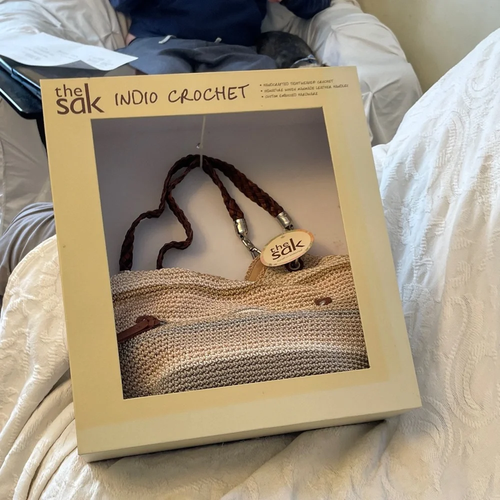 The Sak Crochet Shoulder Bag in Cream and Tan - Picture 3 of 3